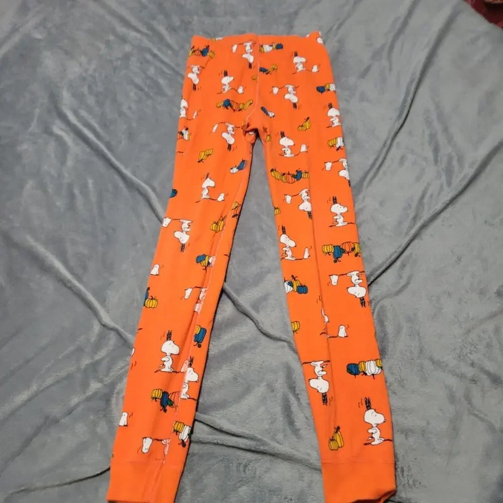 Hanna Andersson Long John PJ Pant 10 Orange Snoopy Halloween Pumpkin Organic 140